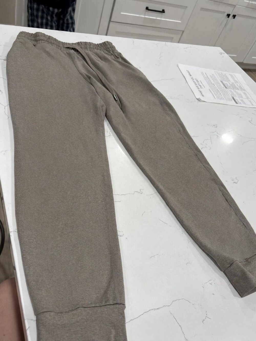 Quince Taupe Fleece Joggers — XS